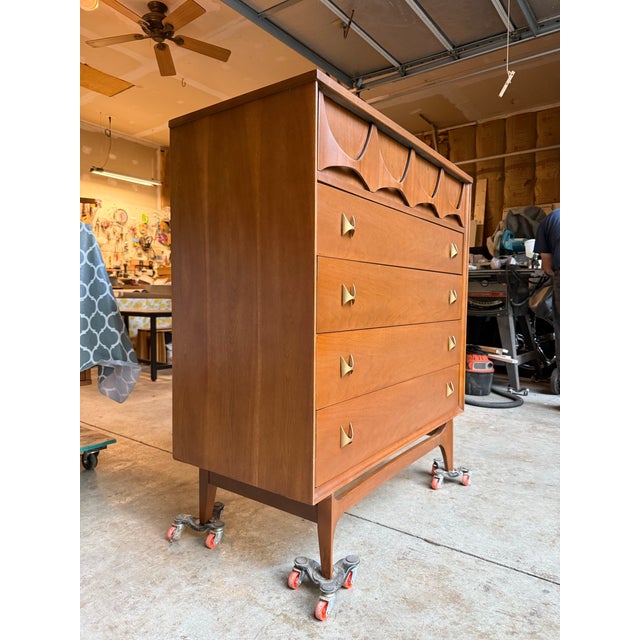 1960s Broyhill Brasilia Highboy Dresser or Chest of Drawers For Sale - Image 10 of 10