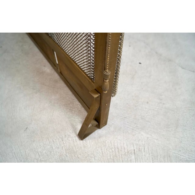 1960’s Hollywood Regency Solid Brass Fireplace Mesh Screen For Sale - Image 11 of 12