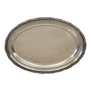 Large Antique Silverplate Oval Shaped Serving Tray