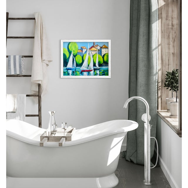 Sailing the Riviera - Contemporary Oil Painting For Sale - Image 9 of 12