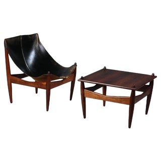 Set of Armchair and Footstool 272 by Illum Wikkelsø for C.F. Christiansen, Sweden, 1960s For Sale
