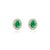 14k Gold Oval Emerald Halo Diamond Stud Earrings- 2 Pieces For Sale - Image 4 of 7