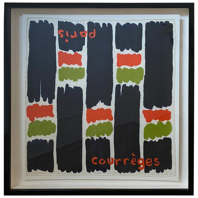 Vintage Courrèges silk scarf in excellent condition found in Paris, France. Features bold contrasting colors in this...