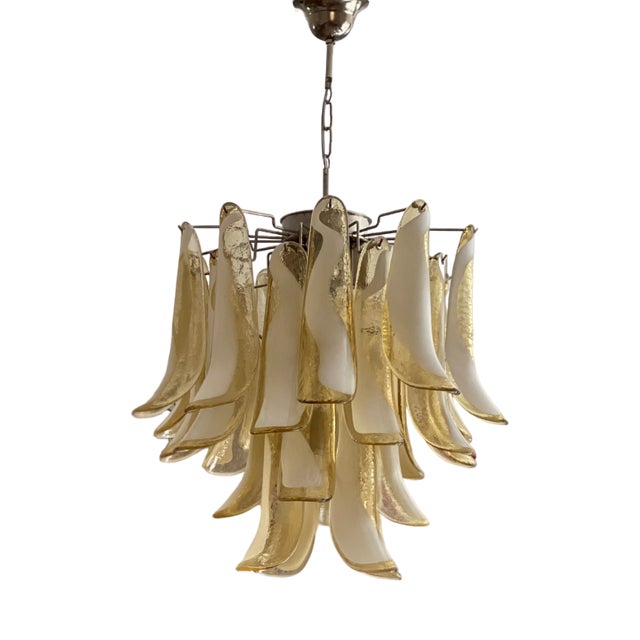 Honey-Colored Murano Glass Chandelier For Sale
