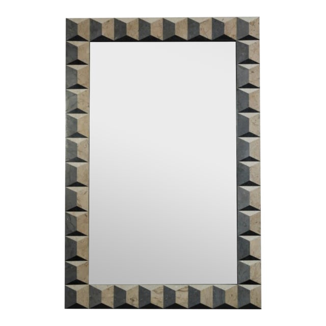 Fossil Stone Mirror, Salmon - Milano Collection by Oggetti For Sale