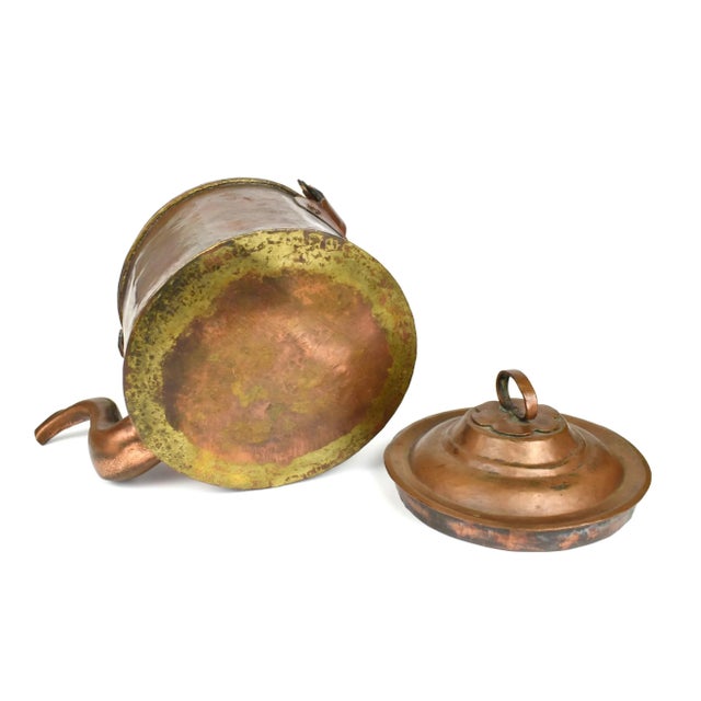 Antique 19th Century French Dovetailed Handmade Hand Hammered Copper Tea Kettle Pot For Sale - Image 11 of 12