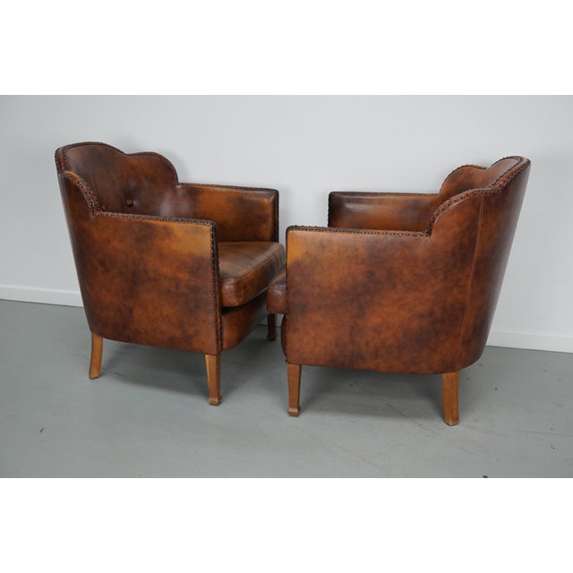 Vintage Dutch Cognac Colored Leather Club Chairs, 1970s, Set of 2 For Sale - Image 15 of 18
