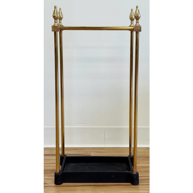 English Antique Early 20th CBrass and Cast Iron Umbrella Stand For Sale - Image 3 of 8