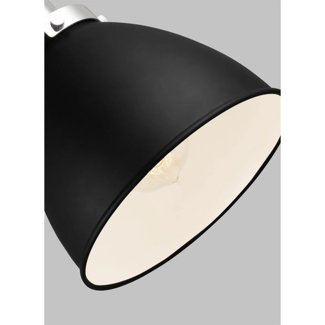 Chapman & Myers by Visual Comfort Studio Wellfleet Double Arm Dome Task Sconce, Midnight Black & Polished Nickel For Sale - Image 4 of 5