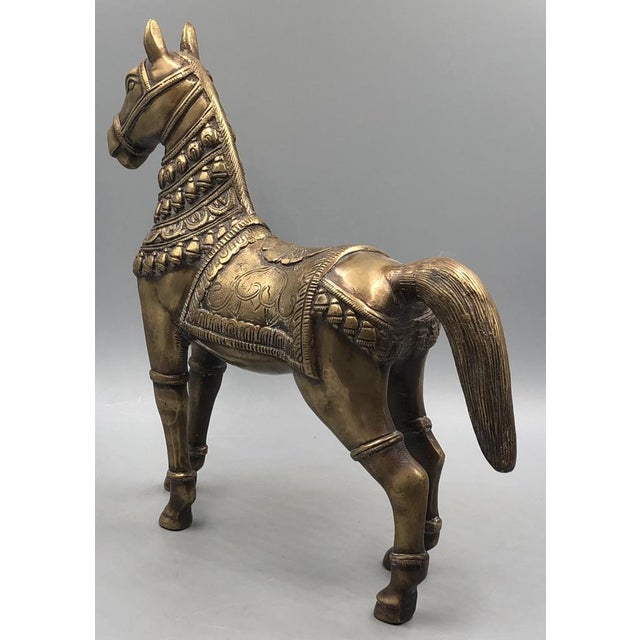 1950s Vintage Handmade Brass Horse Statue, 1960s For Sale - Image 5 of 16