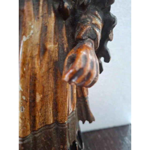 Baroque Figurative Sculpture, 1800s, Wood For Sale - Image 4 of 10