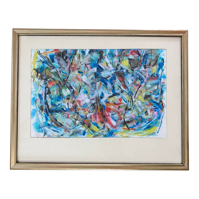 Original Framed Abstract Expressionist Watercolor on Paper by Francisco Peña For Sale
