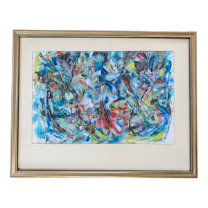 Original Framed Abstract Expressionist Watercolor on Paper by Francisco Peña