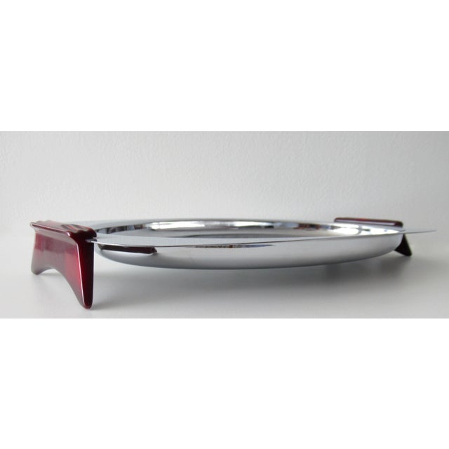 C.1950's Mid-Century Atomic Chrome & Bakelite Red Handled Bar/Serving Cocktail Tray With Cocktail "Diary-How-To" For Sale - Image 4 of 13