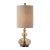 Curvaceous, Light Amber Glass Accented With Antique Brass Plated Steel Details. The Tall, Round Hardback Shade Is A Khaki...