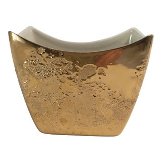 Midcentury "Weeping Bright " Gold Vase / Bowl For Sale