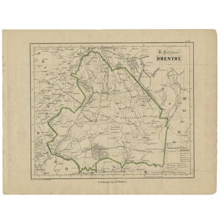 Antique Map of Drenthe, 1870 For Sale