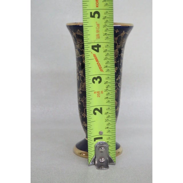 Glass Bavaria Germany Glass Small Cobalt Blue and Gold Floral Design Bud Vase For Sale - Image 7 of 8