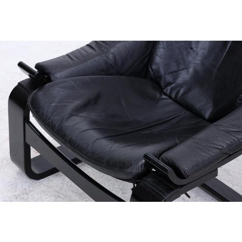 Animal Skin Vintage Lounge Chair in Leather, 1970s For Sale - Image 7 of 14