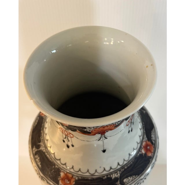 Ceramic Vintage Chinese Famille Rose Scholar Scene Chinoiserie Vase 13.5” Tall For Sale - Image 7 of 12