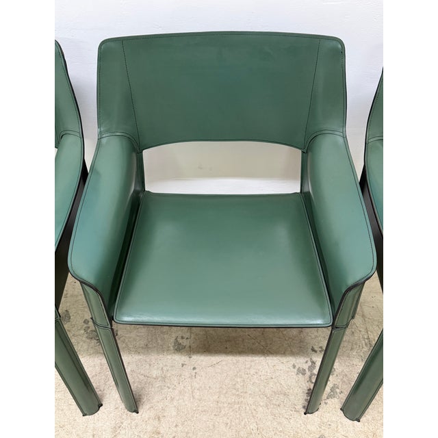 Mid-Century Brazilian Modern De Couro Leather Dining Armchairs - Set of Four For Sale - Image 11 of 17