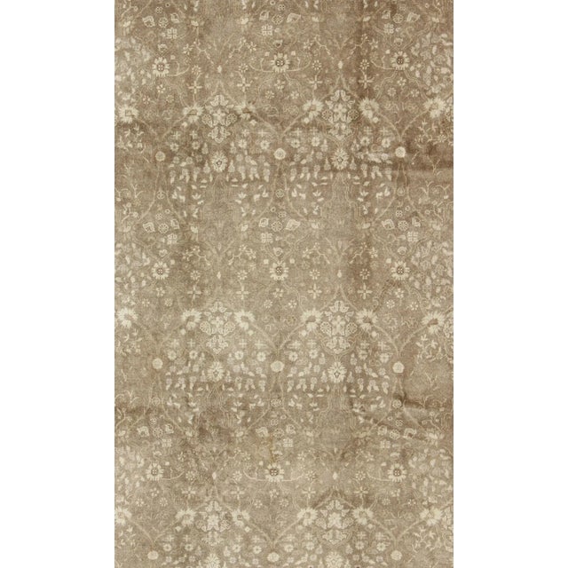 Antique Turkish Oushak Rug With All-Over Botanical Pattern in Taupe and Neutrals For Sale - Image 4 of 6