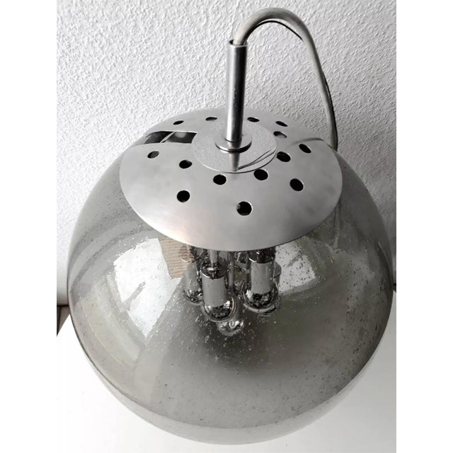 Metal Sputnik Smoked Glass Ball Pendant Lamp from Doria Leuchten, Germany, 1960s For Sale - Image 7 of 17