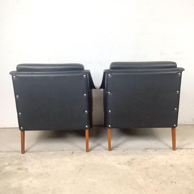 Black Pair Gio Ponti Style Modernist Armchairs For Sale - Image 8 of 18