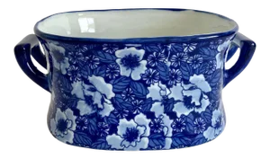 Blue Floral Porcelain Foot Bath / Bowl