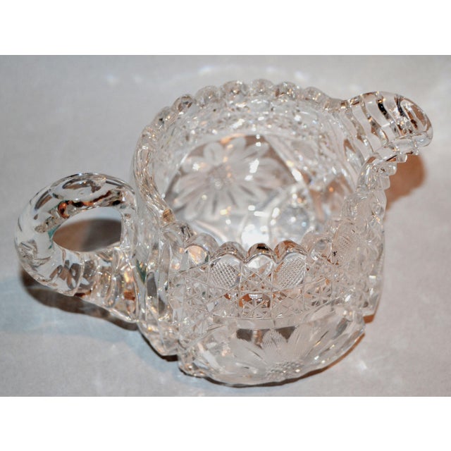 Early 20th Century American Brilliant Period Etched Cut Crystal Creamer Jug Pitcher For Sale In Miami - Image 6 of 12