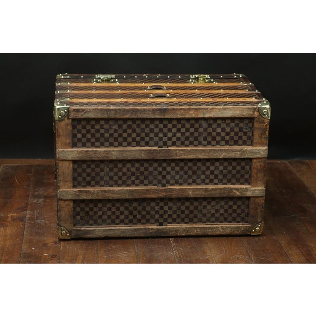 Brown Checkerboard Trunk from Moynat, 1910s For Sale - Image 8 of 9