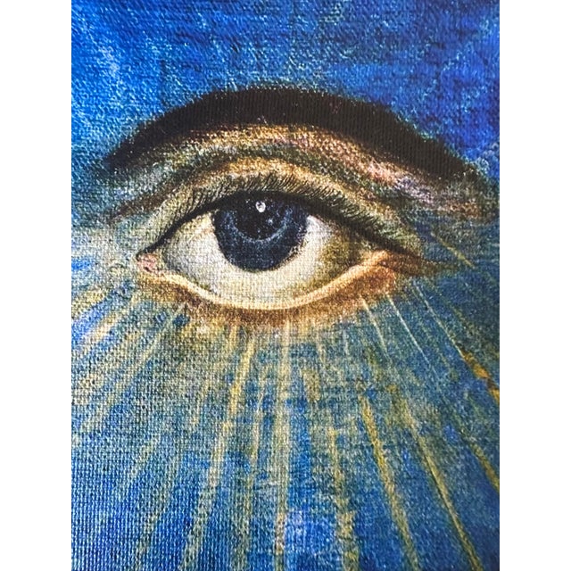 Framed Vintage Evil Eye Lovers Eye Hand Painted on Canvas Protection of Evil For Sale - Image 4 of 4