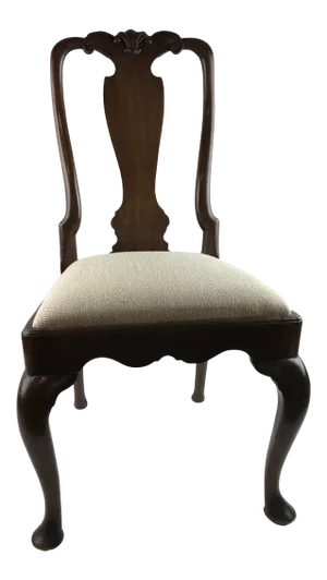 Early 1800's Quene Anne Wool Upholstered Wooden Side Chair