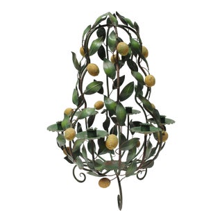 Mid-20th Century Italian Tole Lemon Tree Candelabra / Chandelier For Sale