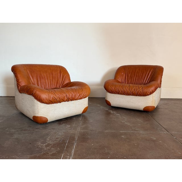 1970s Vintage 1970s Italian Leather Swan Chairs For Sale - Image 5 of 9