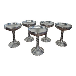 Vintage Spanish Plator Silverstone Silverplate Champagne Goblets, Set of 5 For Sale