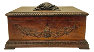 Carved Oak Wood Box with Flower Decoration, France, 1930s