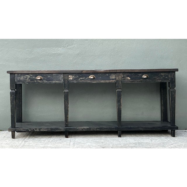 Vintage Patinated Long Console Table For Sale - Image 4 of 13