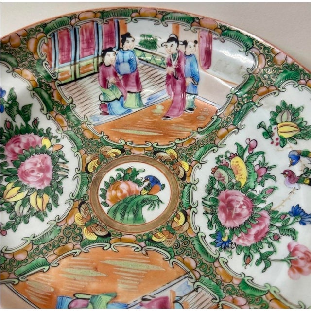 Chinese Antique 19th C. Chinese Famille Rose Medallion Porcelain Basin –Heavy Enamel 10" For Sale - Image 3 of 6