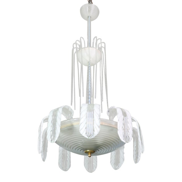 Museal Art Decò Ercole Barovier Murano Glass Chandelier, 1930 For Sale
