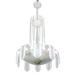Museal Art Decò Ercole Barovier Murano Glass Chandelier, 1930