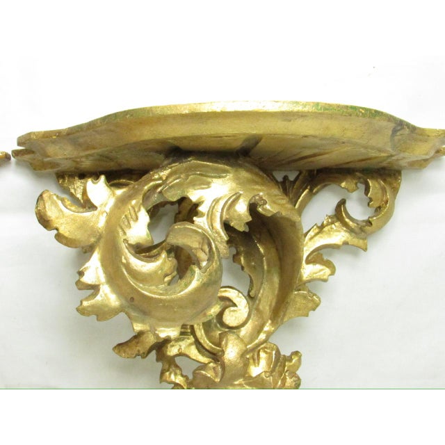 Wood Pair of Italian Florentine Giltwood Wall Brackets For Sale - Image 7 of 18