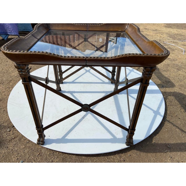 Vintage Attributed to Matiland Smith Nail Head Leather and Glass End Side Tables À Pair For Sale - Image 18 of 18