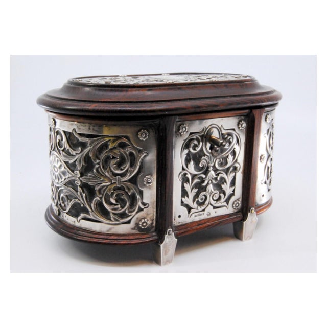 Silver Rosewood Jewelry Box with Silver Structure and Lined Interior For Sale - Image 8 of 10