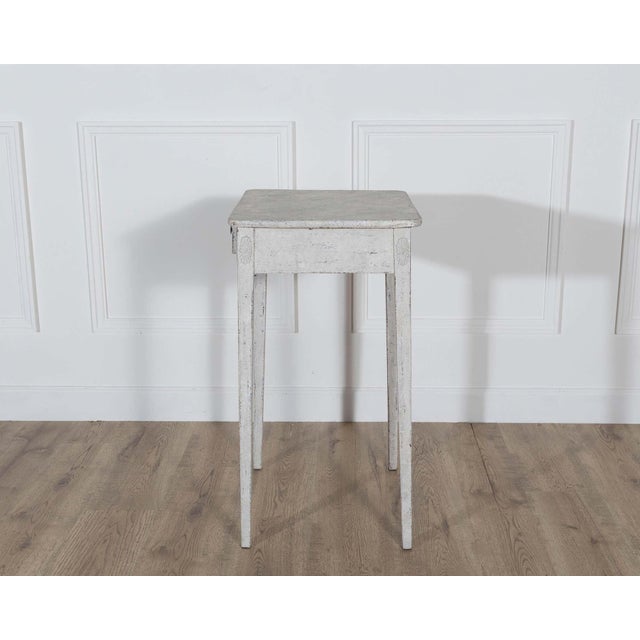 Light Gray Swedish Painted Console Table with Drawer, circa 1880 For Sale - Image 8 of 11