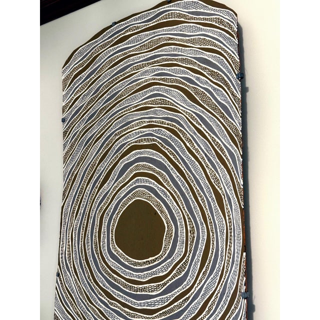 Brown Contemporary Aboriginal Art on Bark by Gunybi Ganambarr Provenance For Sale - Image 8 of 17