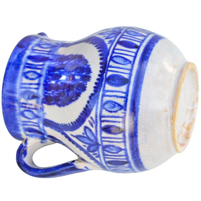 Ceramic Mid 20th Century Blue Moorish-Patterned Ceramic Art Decorative Pitcher For Sale - Image 7 of 8