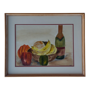 "Frutta E Vino" Fruit and Wine, Original Watercolor by Anita Blythe, Circa 1969