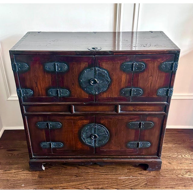 Rare Antique Korean Scholar Two-Level Book Chest Joseon Dynasty For Sale In Atlanta - Image 6 of 12