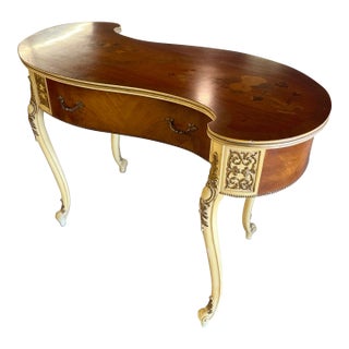 1960s Vintage French Provincial Curved Writing Desk For Sale